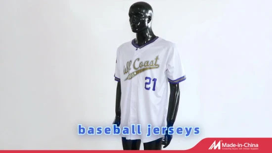 ホット販売カスタムデザイン昇華刺繍レターパターン V ネックシャツメンズプルオーバー野球シャツ